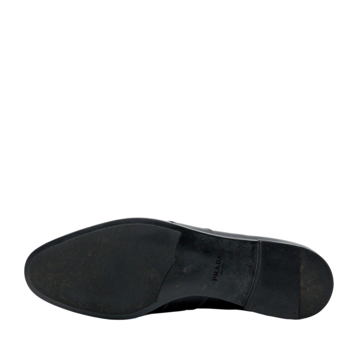 Prada Milano Black Leather Metal Logo Penny Loafers Shoes — photo 4