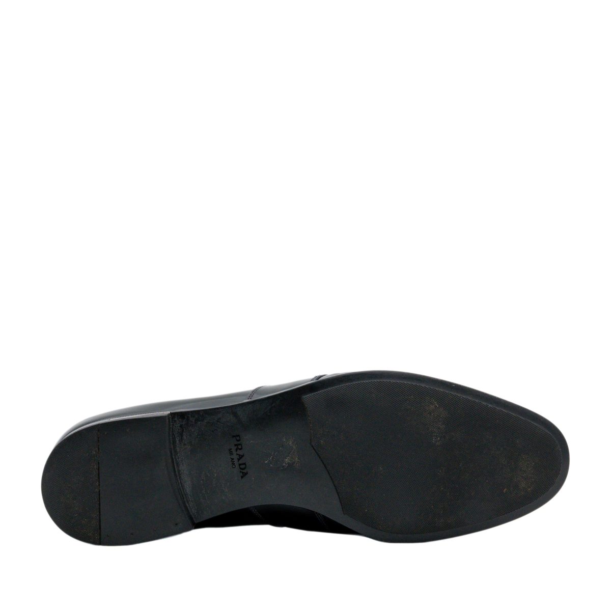 Prada Milano Black Leather Metal Logo Penny Loafers Shoes — photo 5