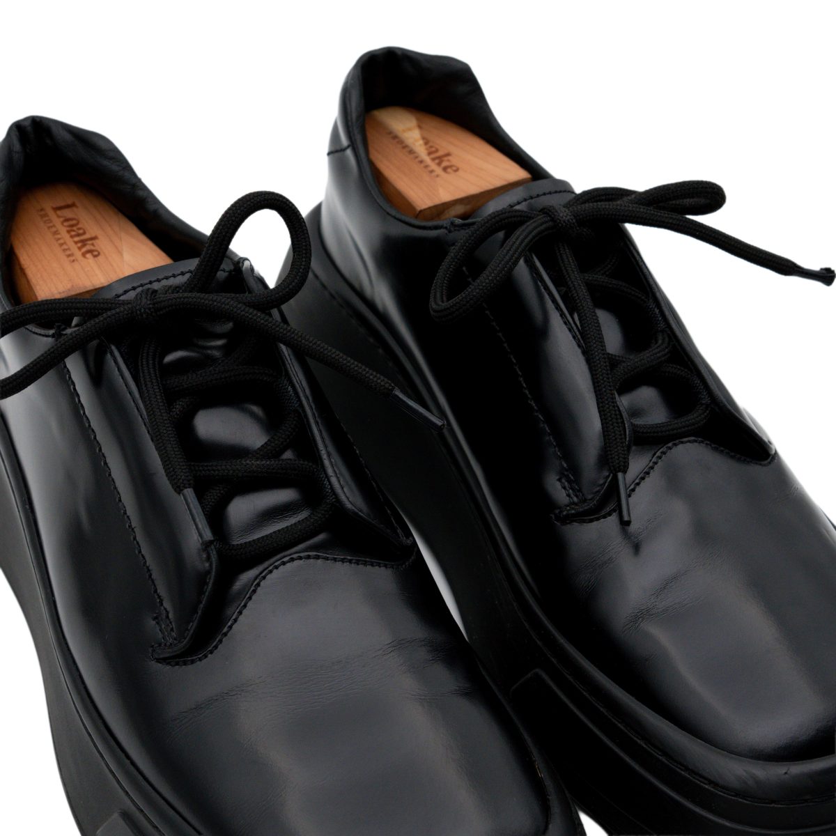Prada Milano Black Leather Triangle Logo Platform Shoes — photo 8