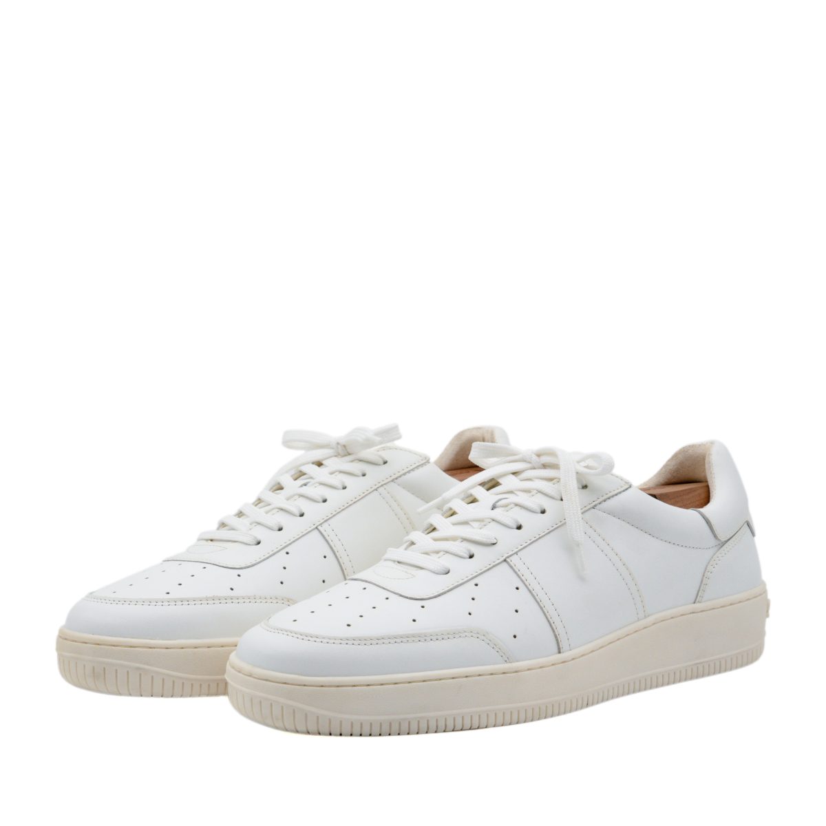 Sandro Magic White Plain Cow Leather Low Top Court Sneakers