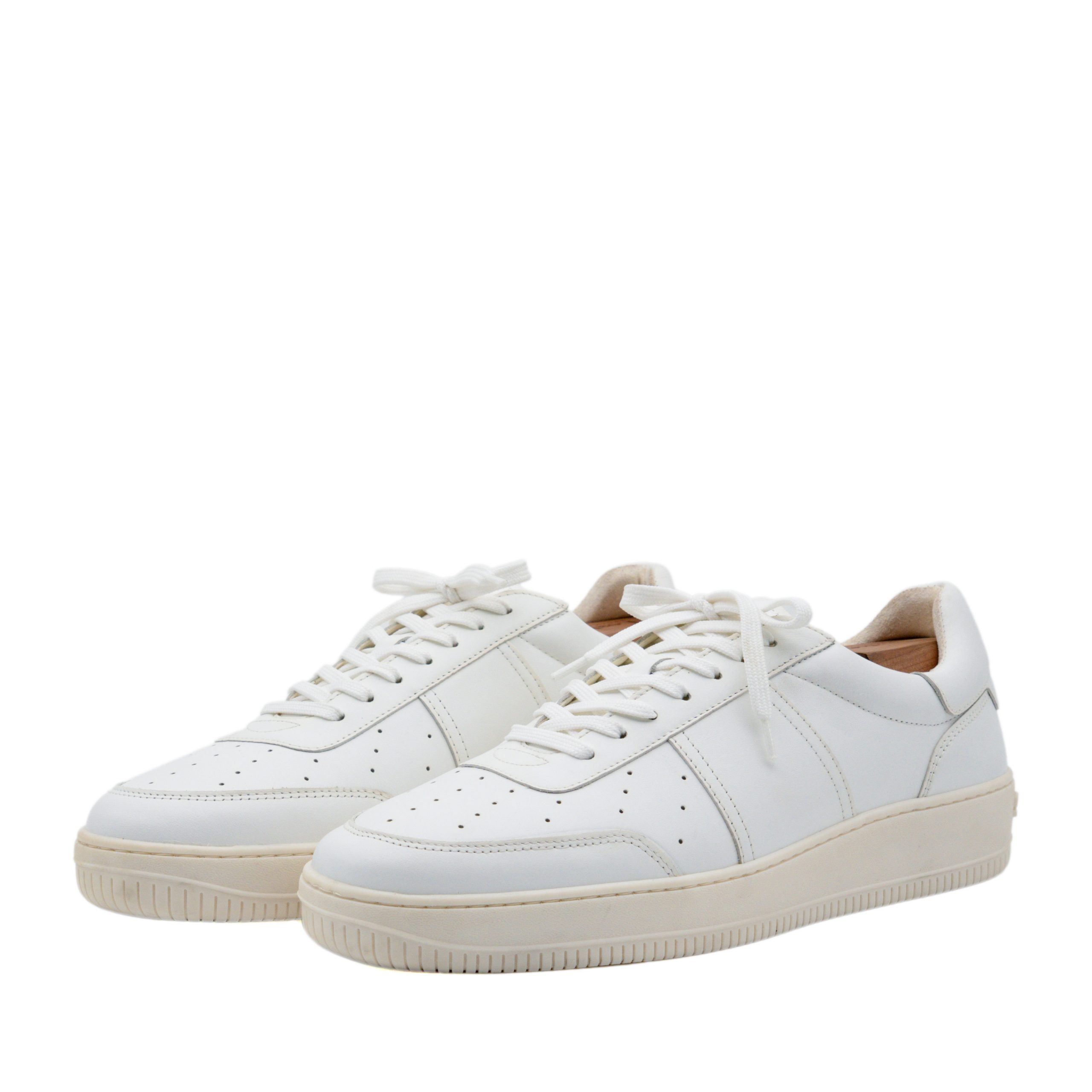 Sandro Magic White Plain Cow Leather Low Top Court Sneakers
