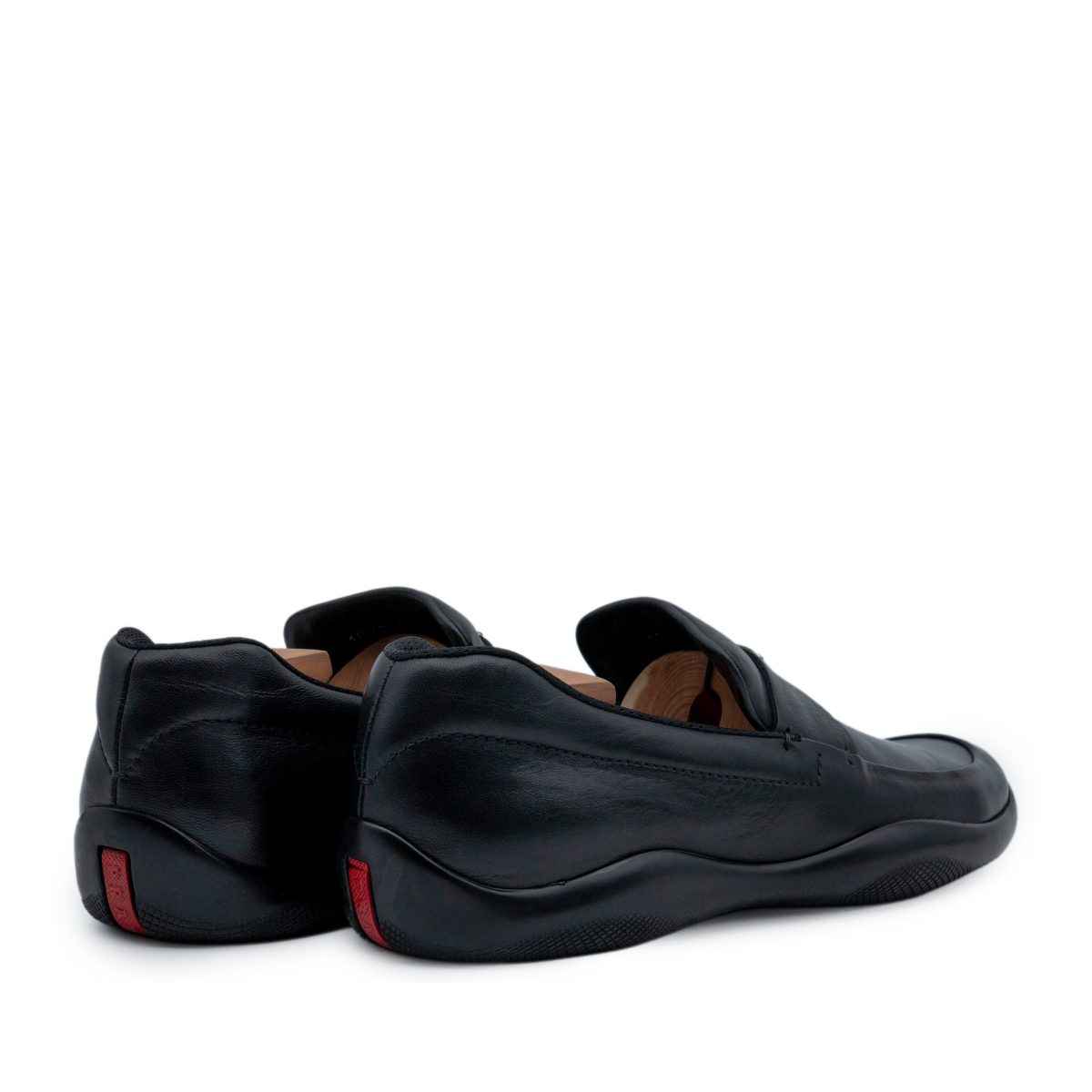Vintage Prada Black Leather Triangle Logo Loafers Shoes — photo 4