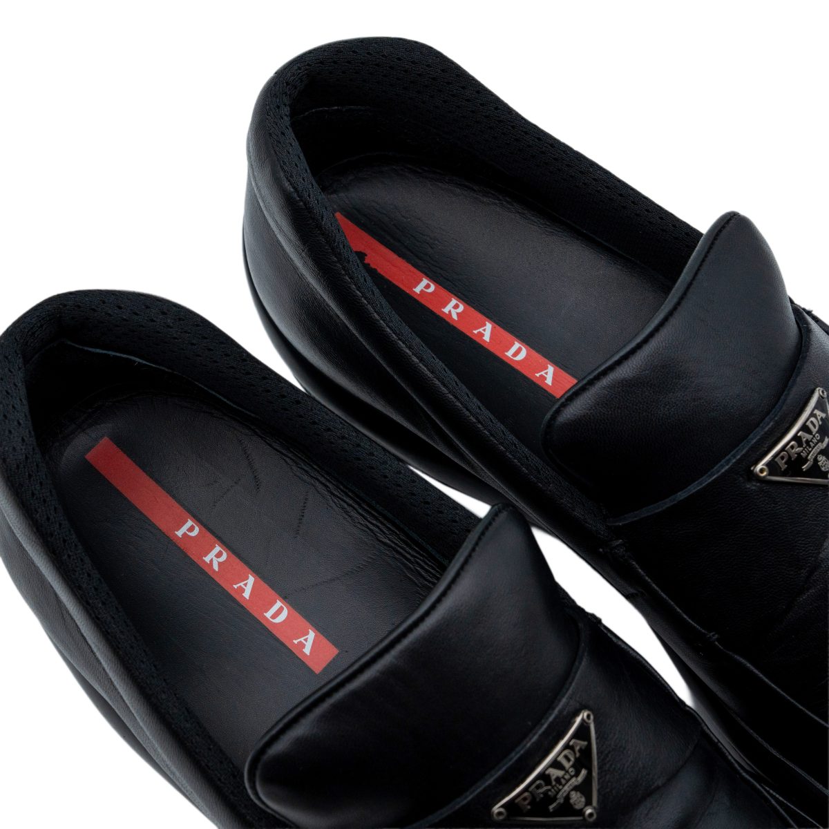 Vintage Prada Black Leather Triangle Logo Loafers Shoes — photo 9