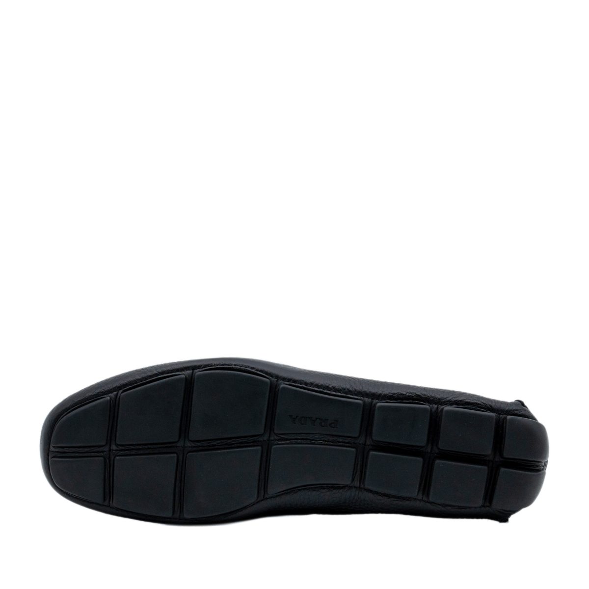 Prada Black Pebbled Leather Metal Logo Penny Loafers Shoes — photo 5