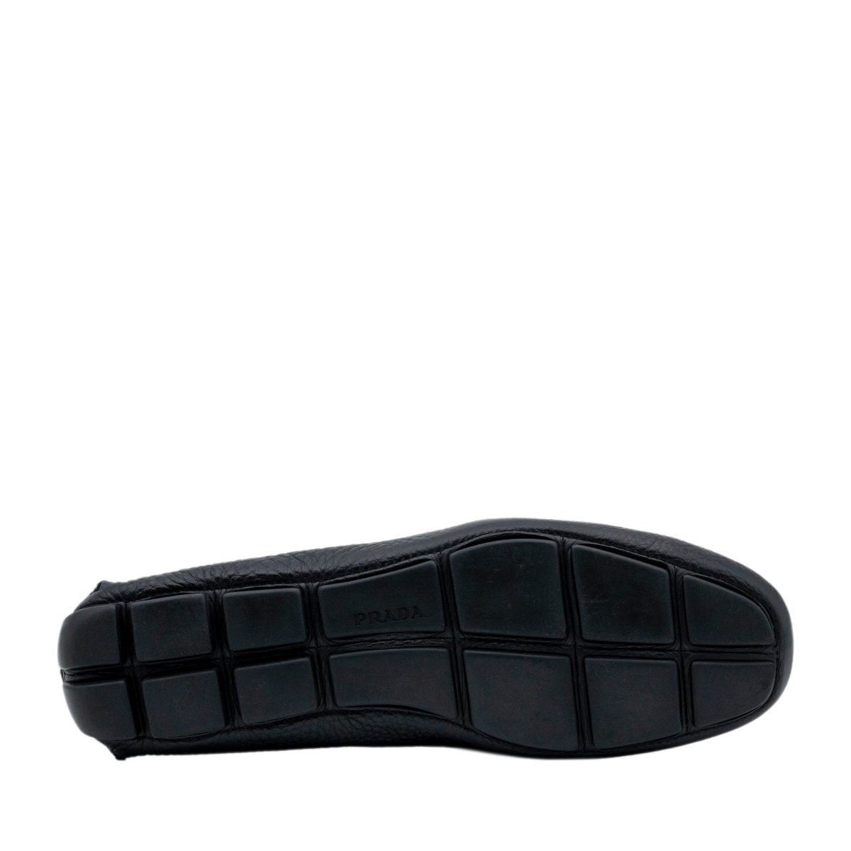Prada Black Pebbled Leather Metal Logo Penny Loafers Shoes — photo 6