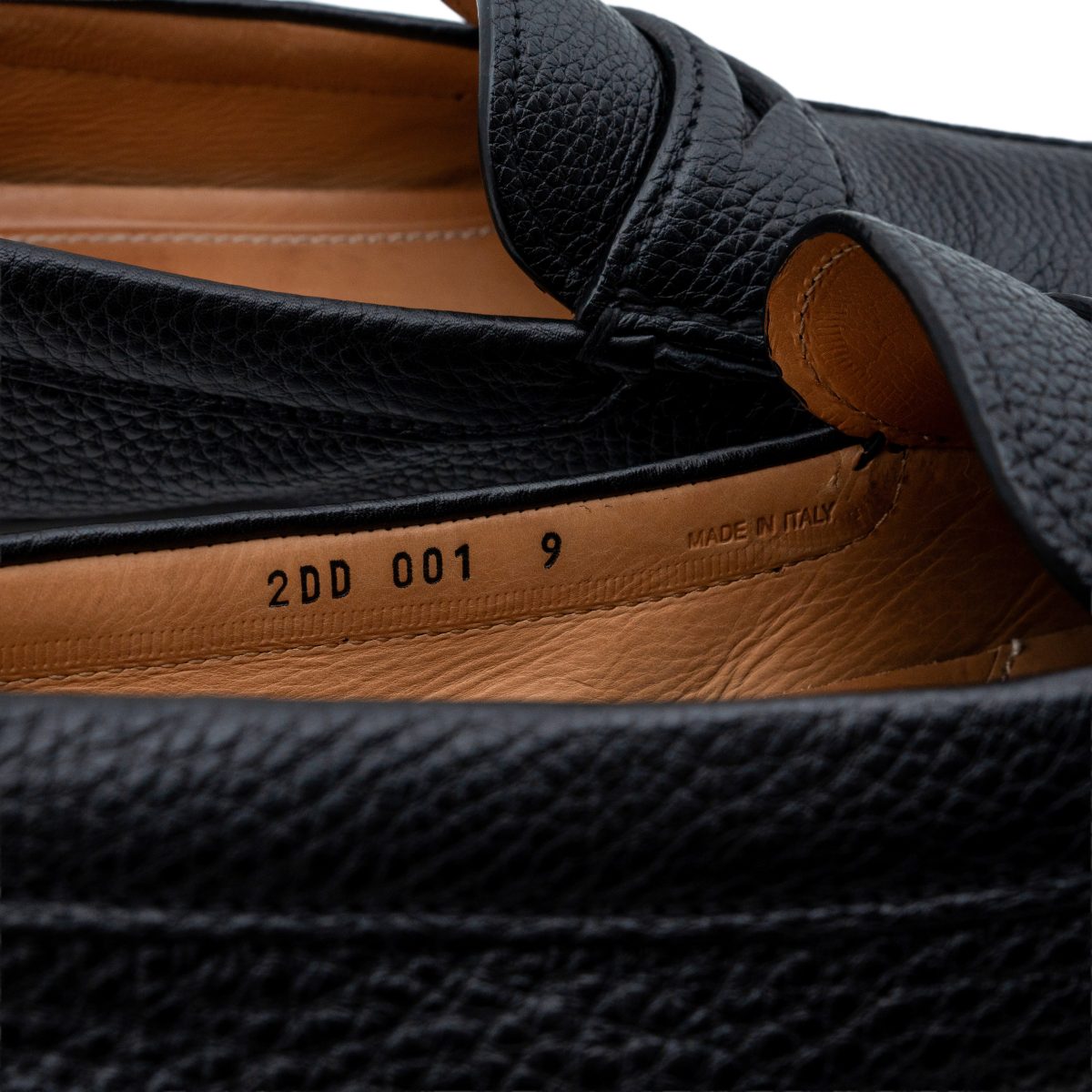 Prada Black Pebbled Leather Metal Logo Penny Loafers Shoes — photo 9