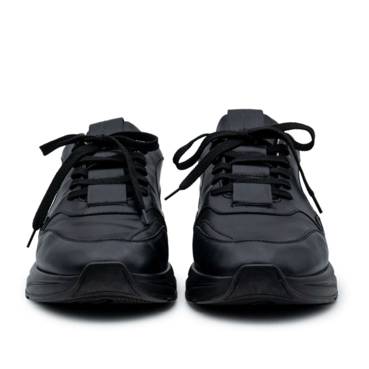 Santoni Black Smooth Leather Chunky Sole Shoes Sneakers — photo 2