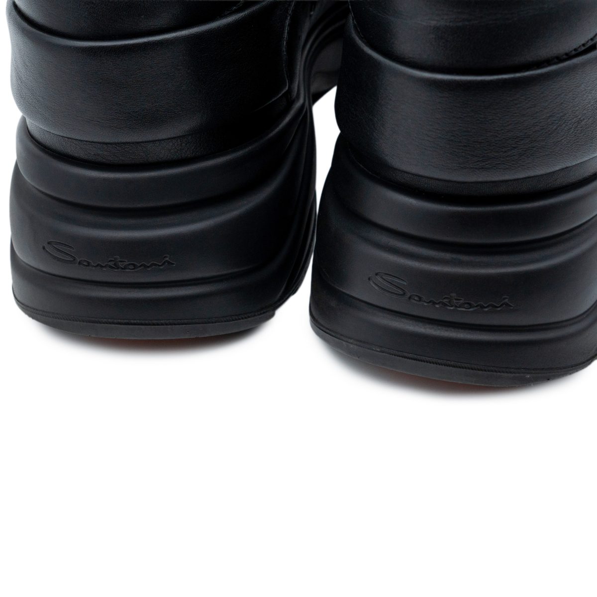 Santoni Black Smooth Leather Chunky Sole Shoes Sneakers — photo 7