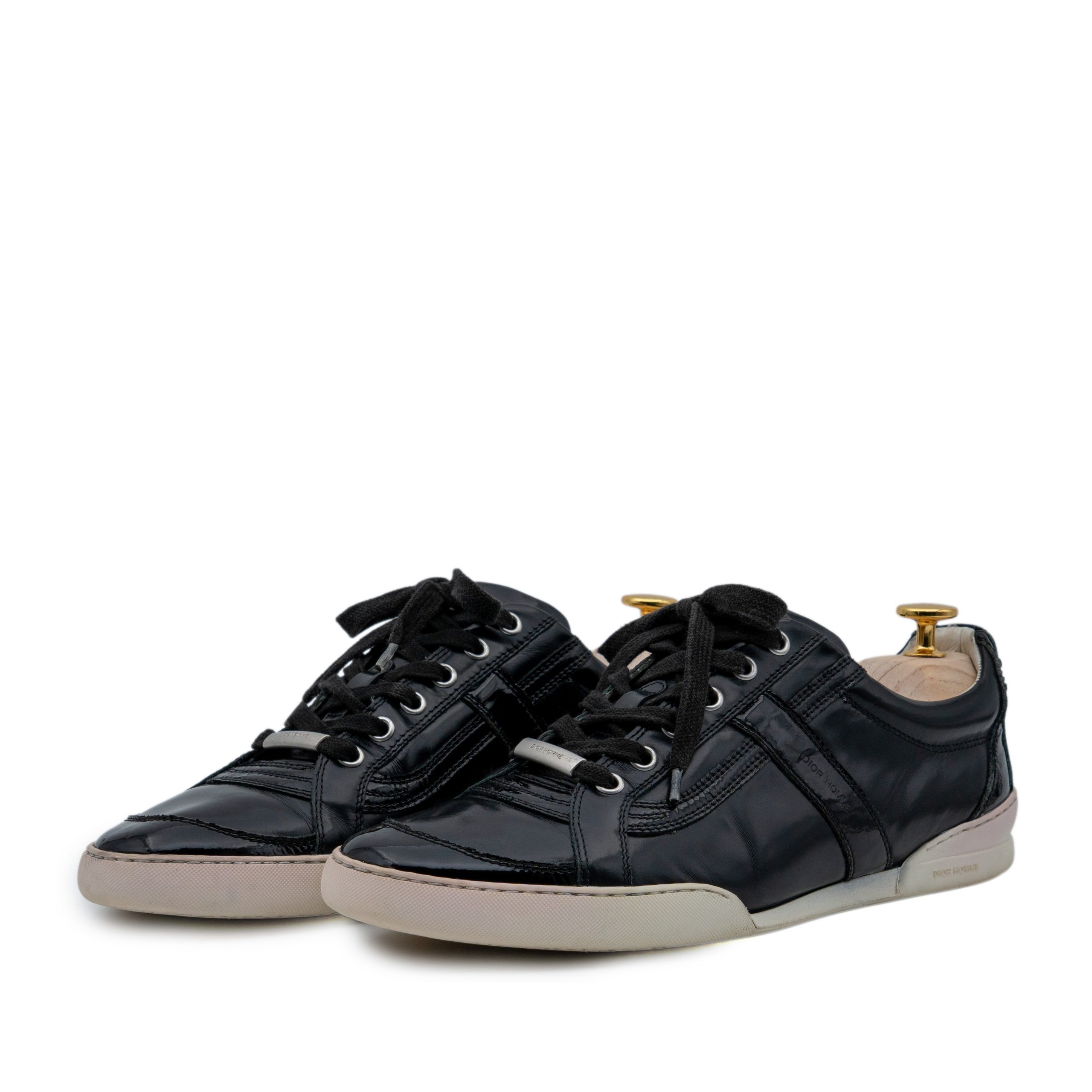 Dior Homme SS2010 Black Leather Patent Panel Shoes Sneakers