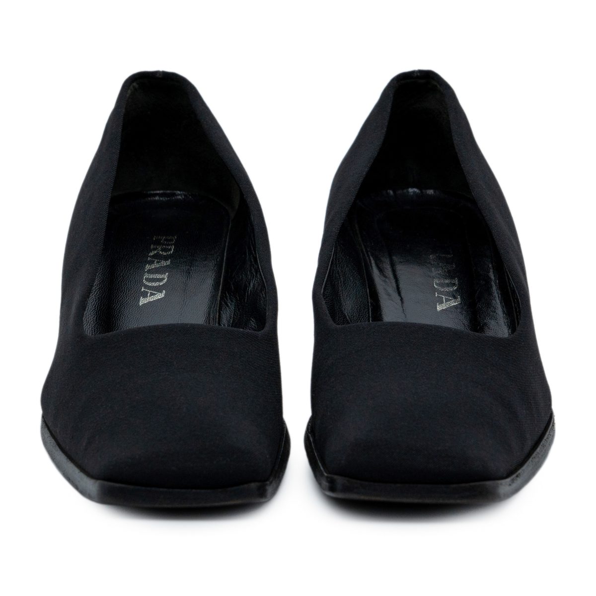 Vintage Prada Black Square Toe Sculptural Block Heel Pumps — photo 2