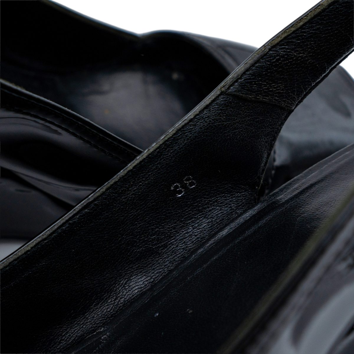 Prada Black Patent Leather Peep Toe Slingback Wedge Heels — photo 9