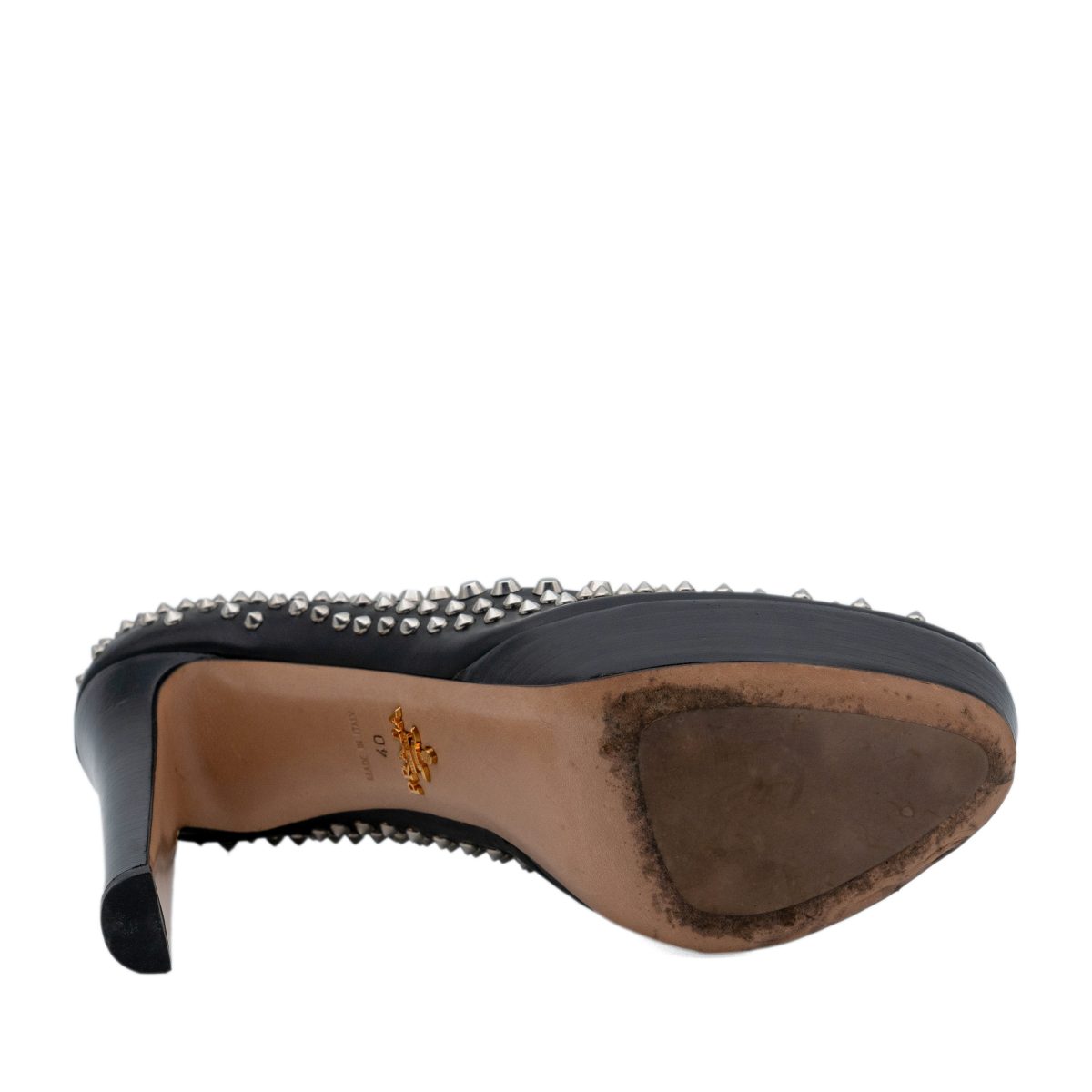 Prada Black Leather Studded Platform Stiletto Pumps Heels — photo 5