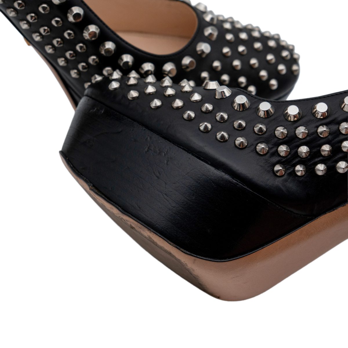 Prada Black Leather Studded Platform Stiletto Pumps Heels — photo 8