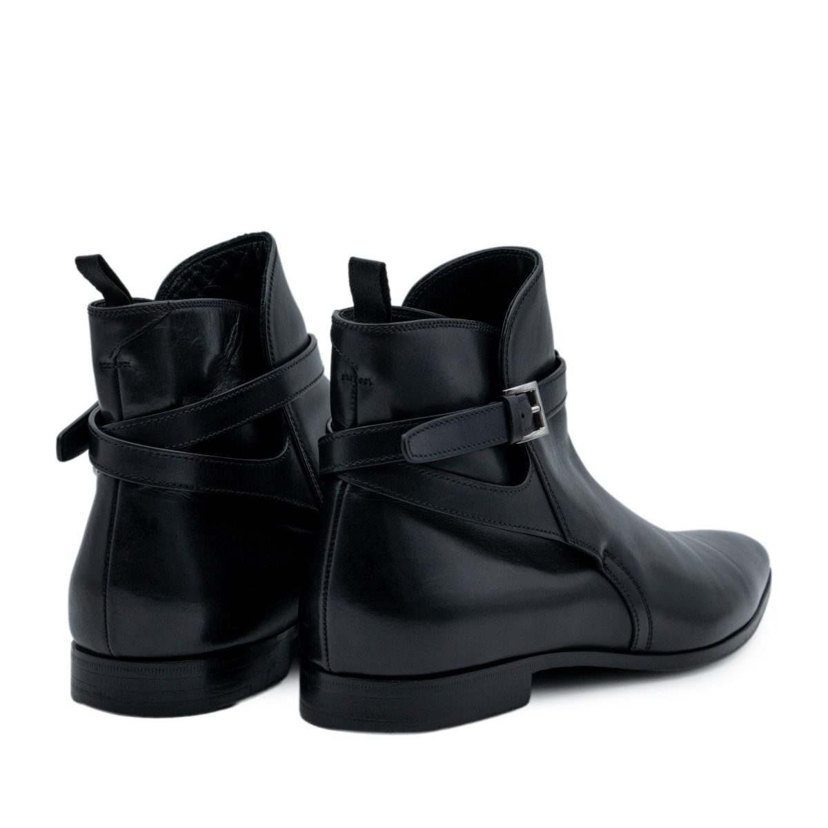 Prada Milano Black Smooth Leather Logo Jodhpur Ankle Boots — photo 4