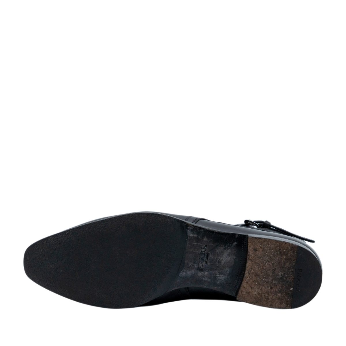 Prada Milano Black Smooth Leather Logo Jodhpur Ankle Boots — photo 5
