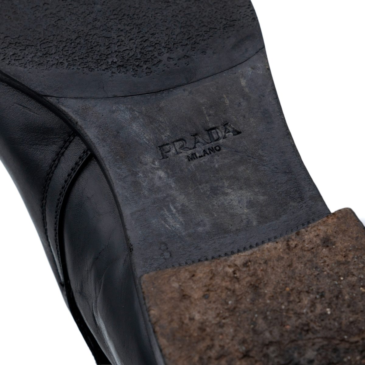 Prada Milano Black Smooth Leather Logo Jodhpur Ankle Boots — photo 7