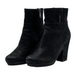 Vintage Prada Black Textured Leather Platform Heels Boots