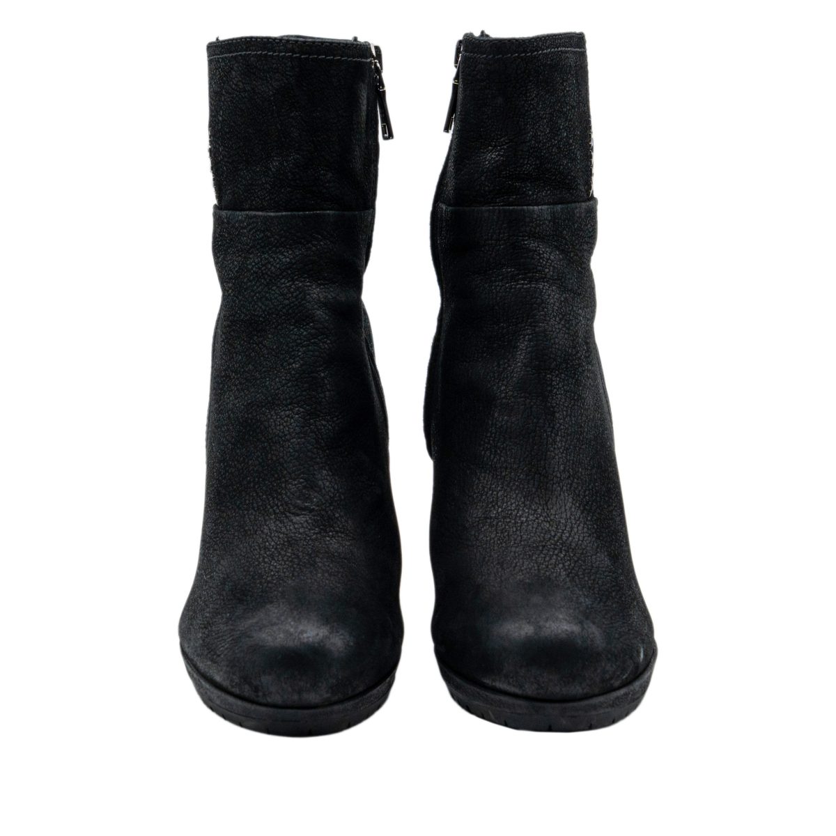 Vintage Prada Black Textured Leather Platform Heels Boots — photo 2