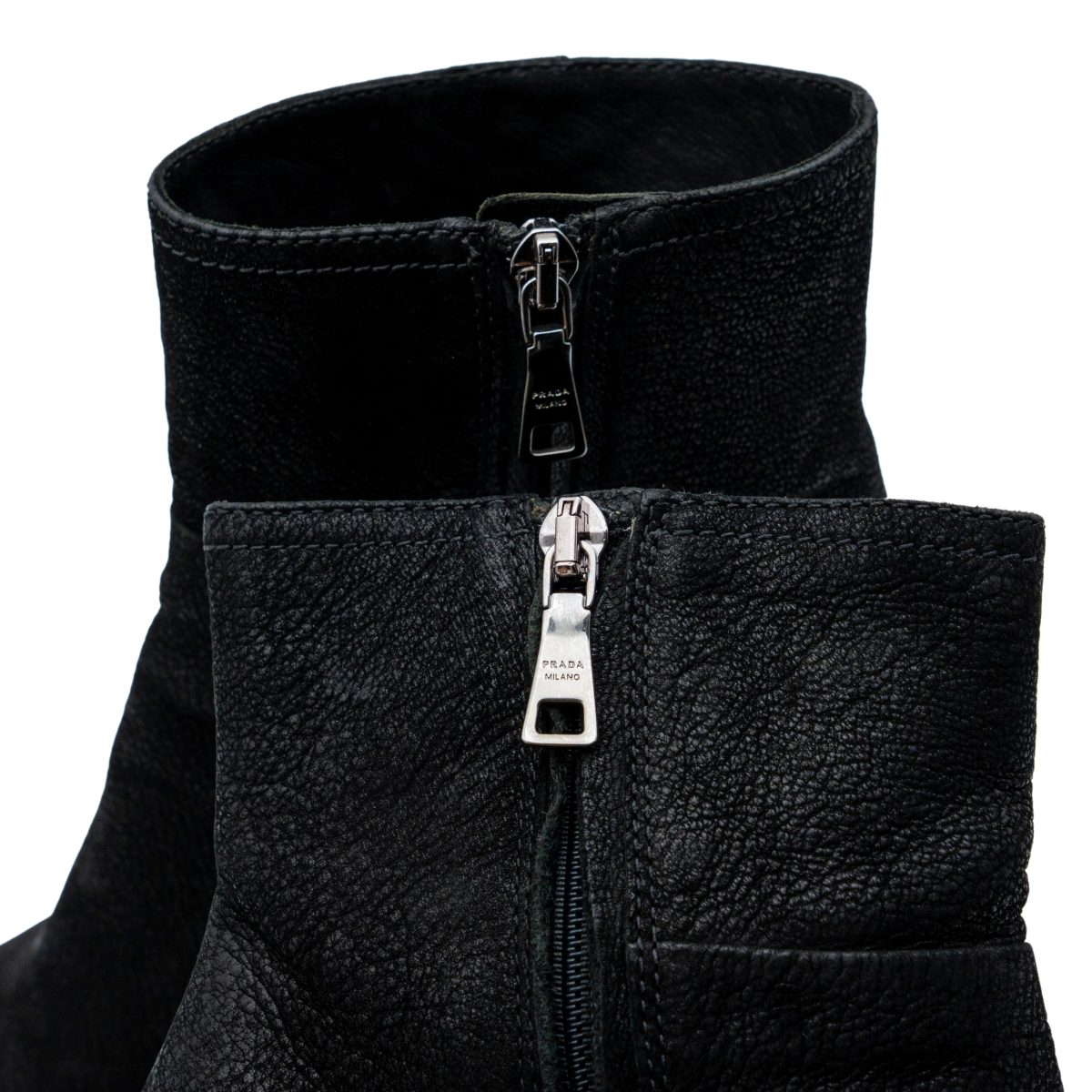 Vintage Prada Black Textured Leather Platform Heels Boots — photo 7