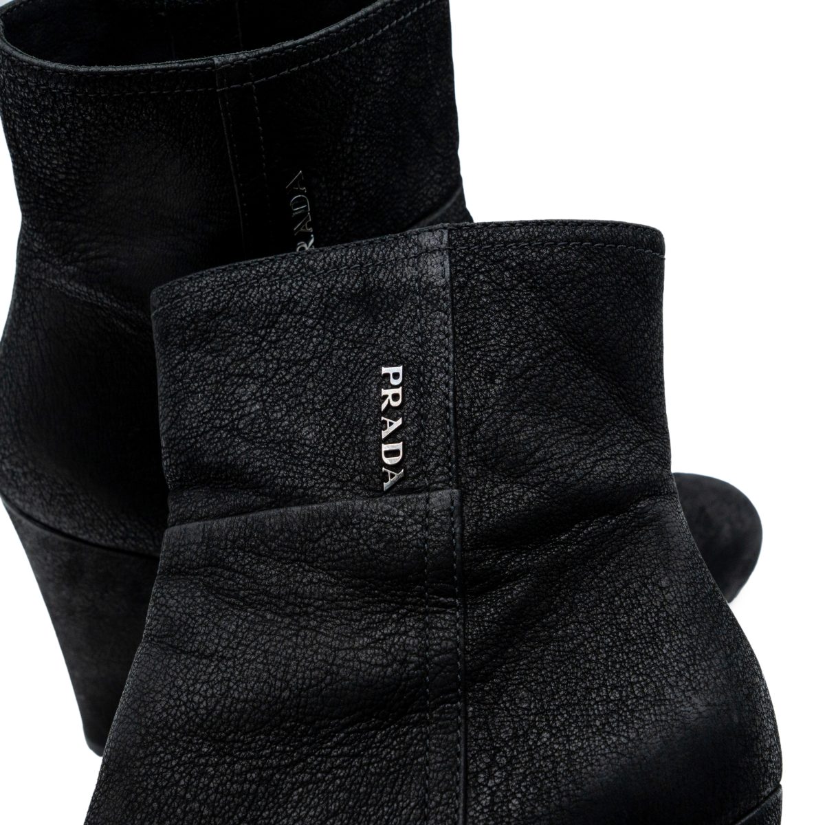 Vintage Prada Black Textured Leather Platform Heels Boots — photo 8