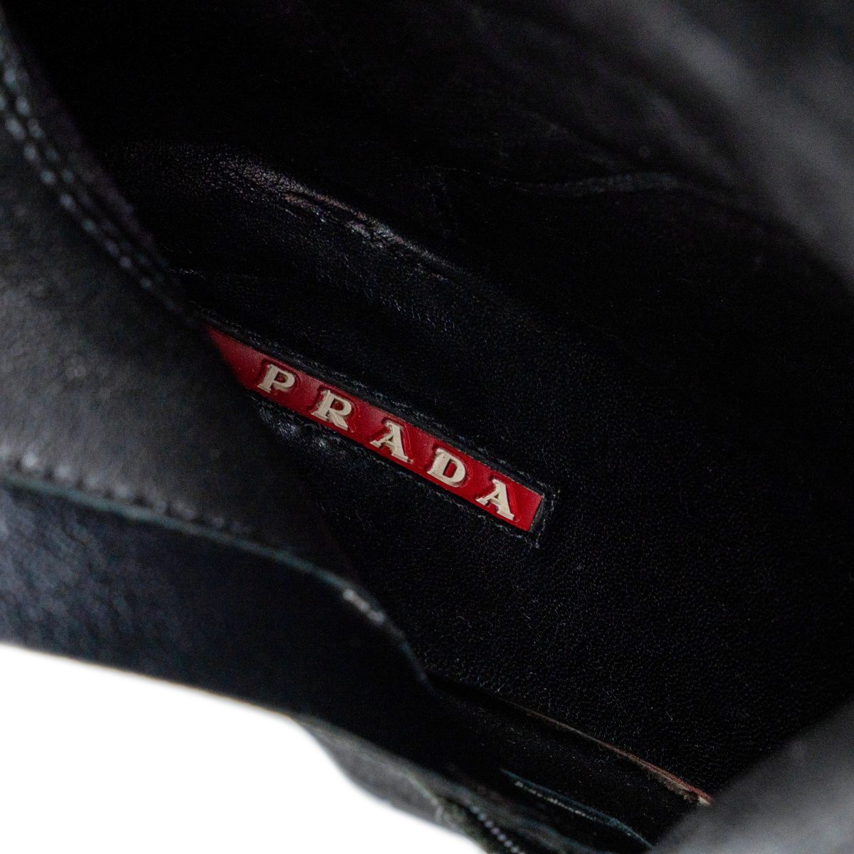 Vintage Prada Black Textured Leather Platform Heels Boots — photo 10