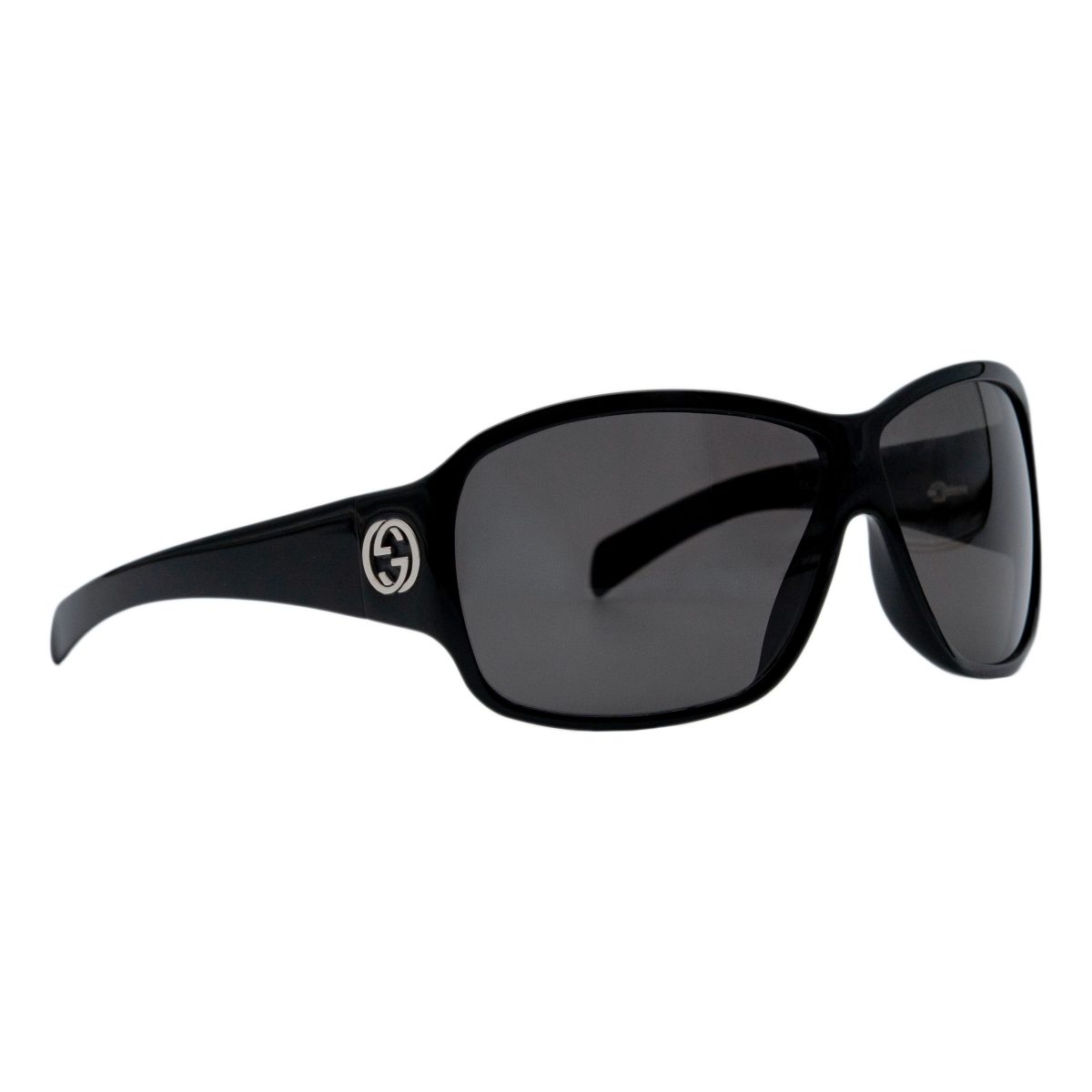 Gucci GG 2537 Black Oversized Wrap Silver Logo Sunglasses
