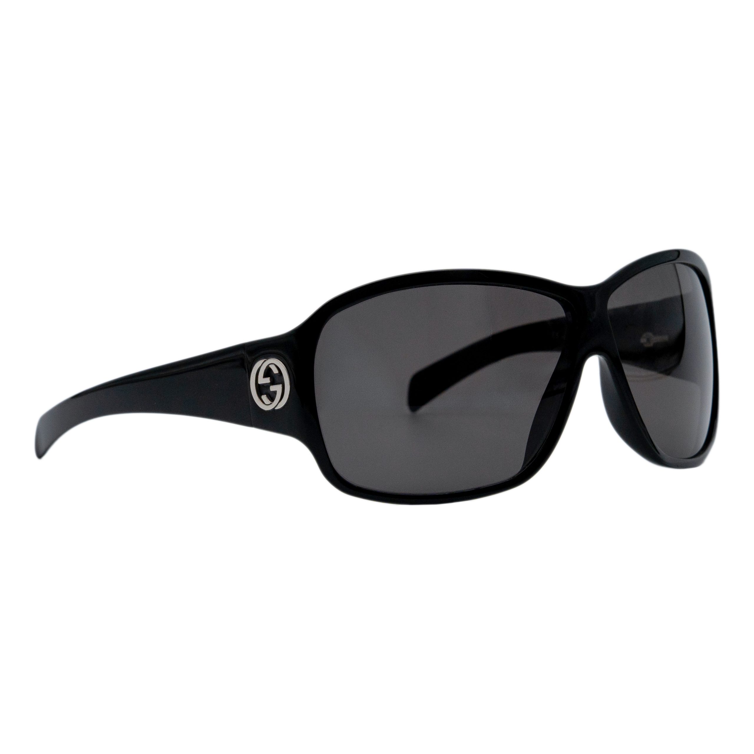 Gucci GG 2537 Black Oversized Wrap Silver Logo Sunglasses