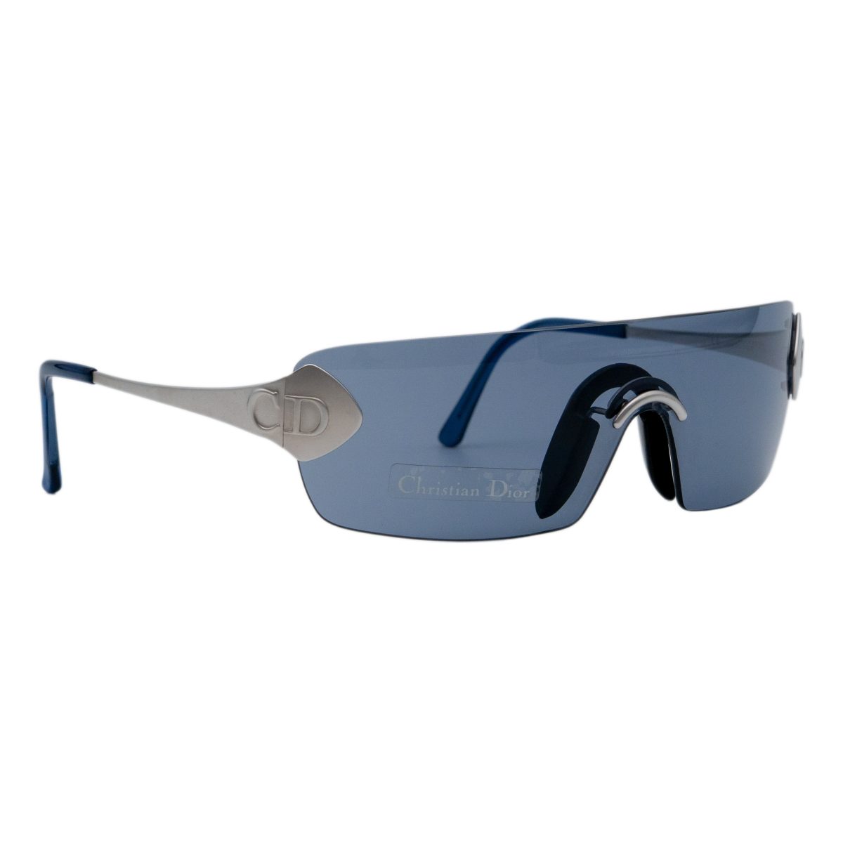 Vintage Dior Galactique Silver Rimless Mask Logo Sunglasses