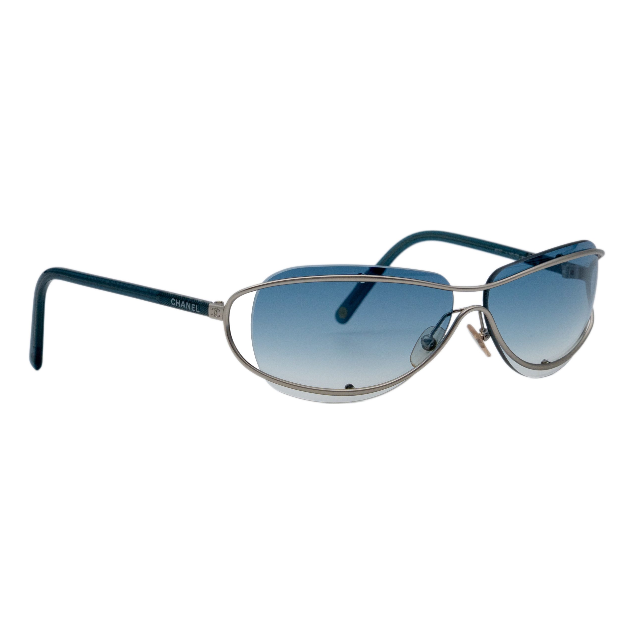 Chanel 4027 Silver Rimless Gradient CC Logo Y2K Sunglasses