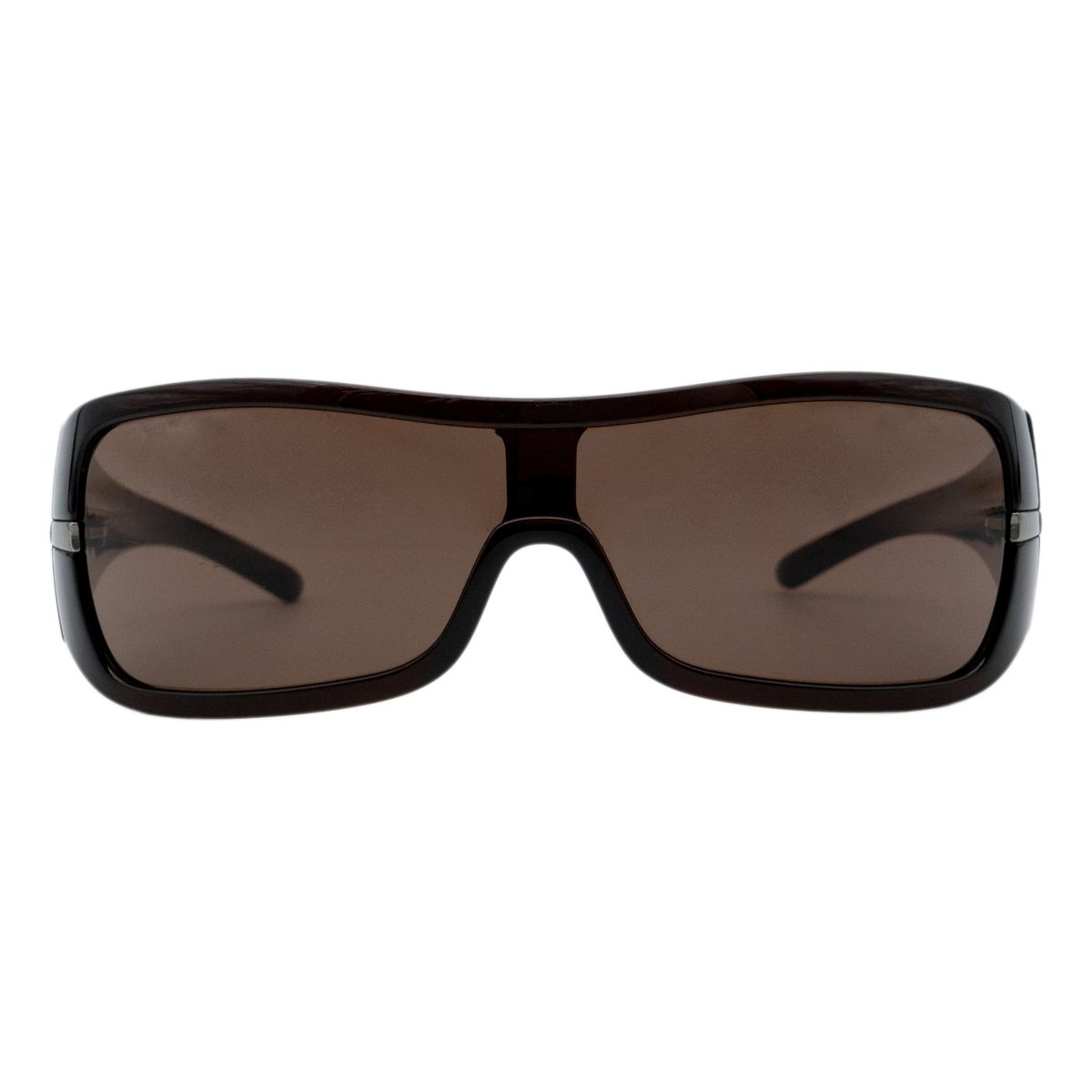 Prada SPR 02H Brown Shield Mask Metal Logo Wrap Sunglasses — photo 2
