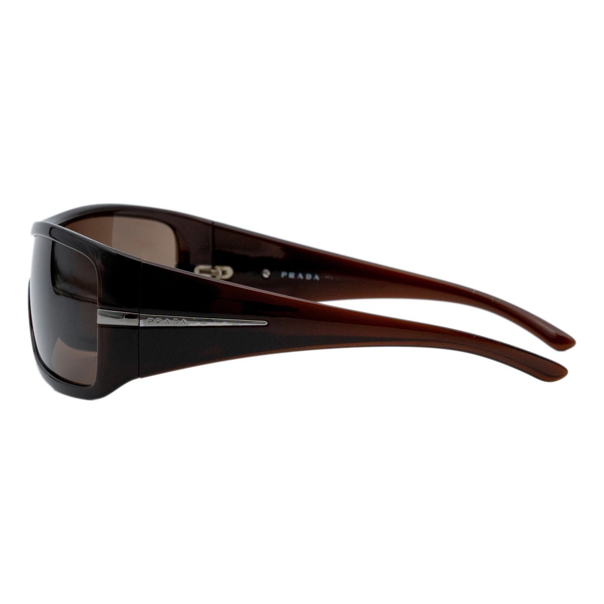 Prada SPR 02H Brown Shield Mask Metal Logo Wrap Sunglasses — photo 3