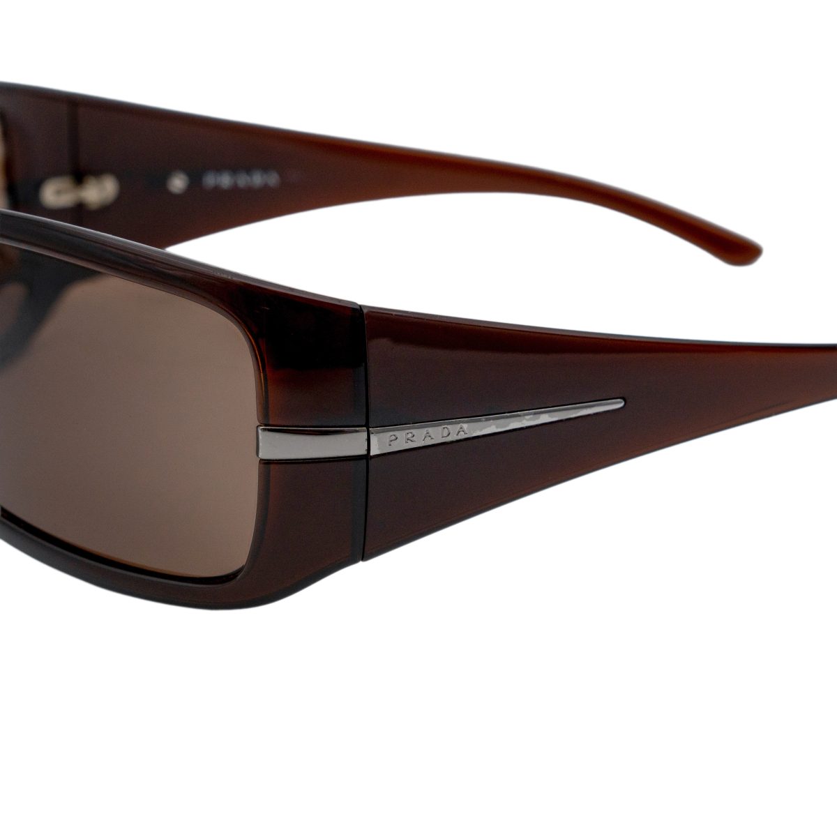 Prada SPR 02H Brown Shield Mask Metal Logo Wrap Sunglasses — photo 4