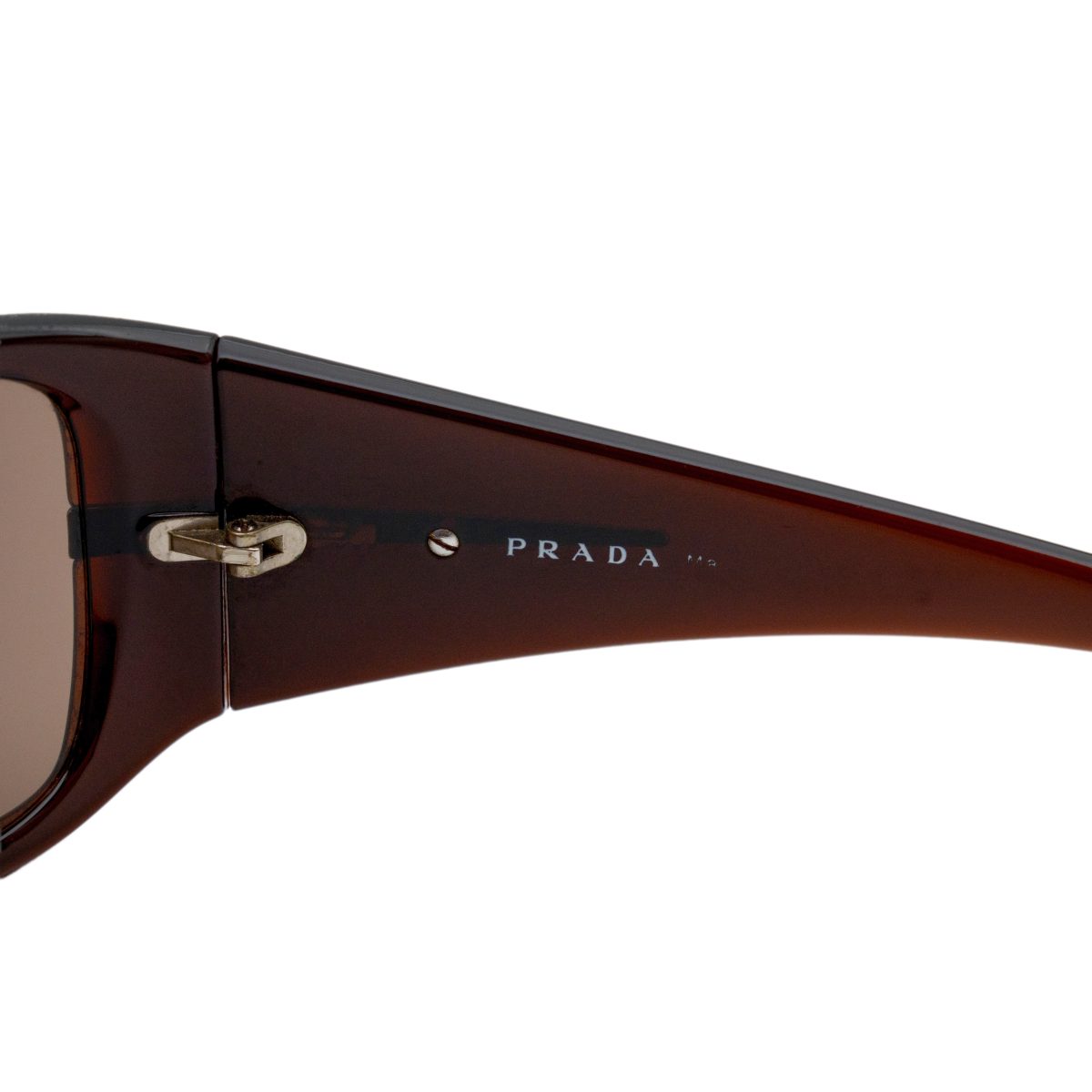 Prada SPR 02H Brown Shield Mask Metal Logo Wrap Sunglasses — photo 7