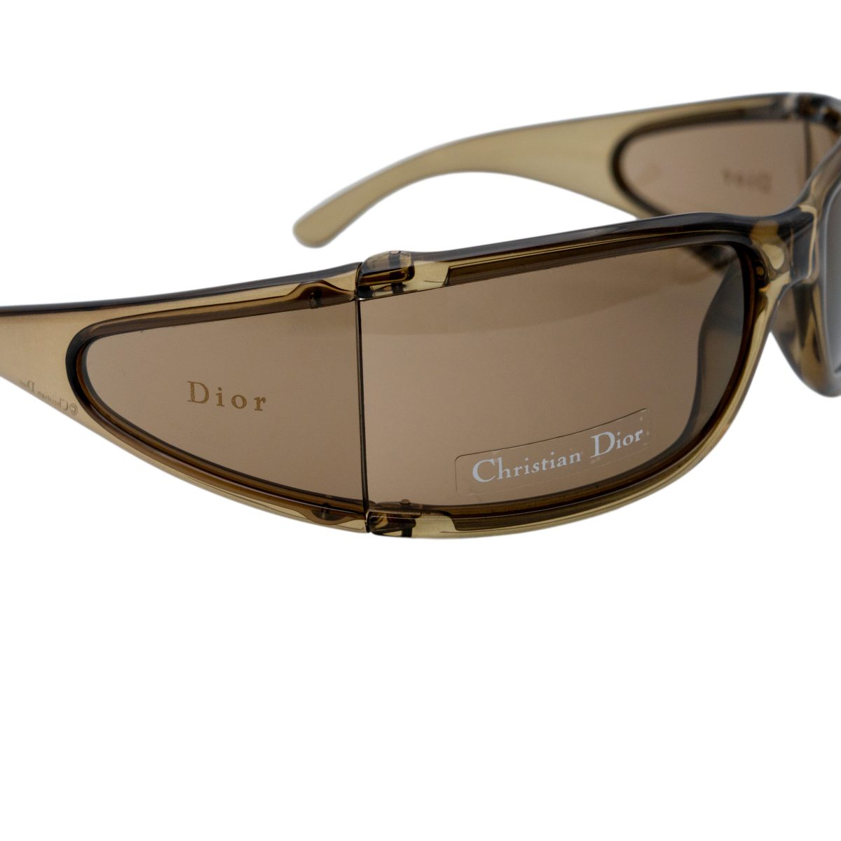 Vintage Dior Fly Brown Tinted Wraparound Logo Sunglasses — photo 5