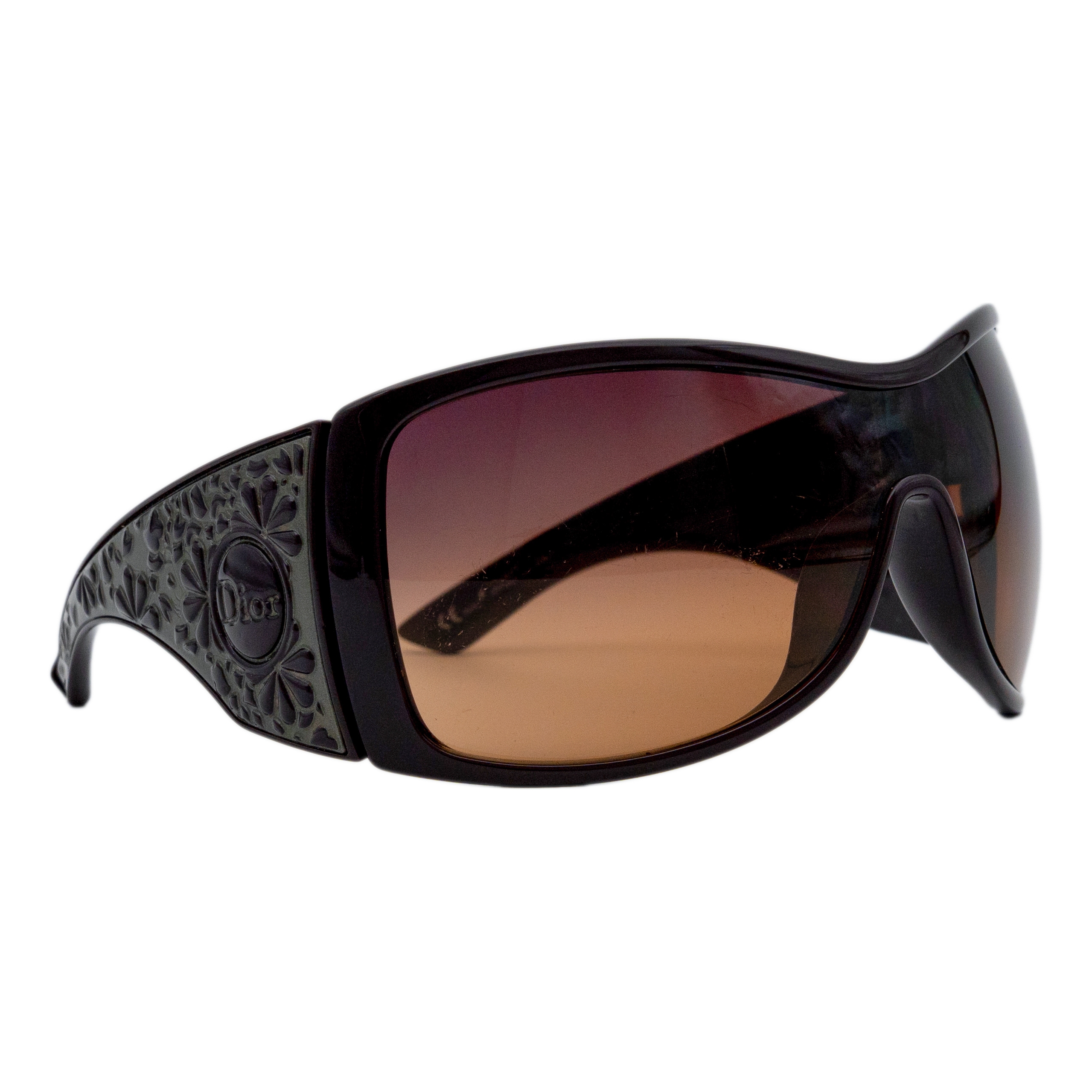Dior Cherry Tree Brown Shield Mask Floral Logo Sunglasses