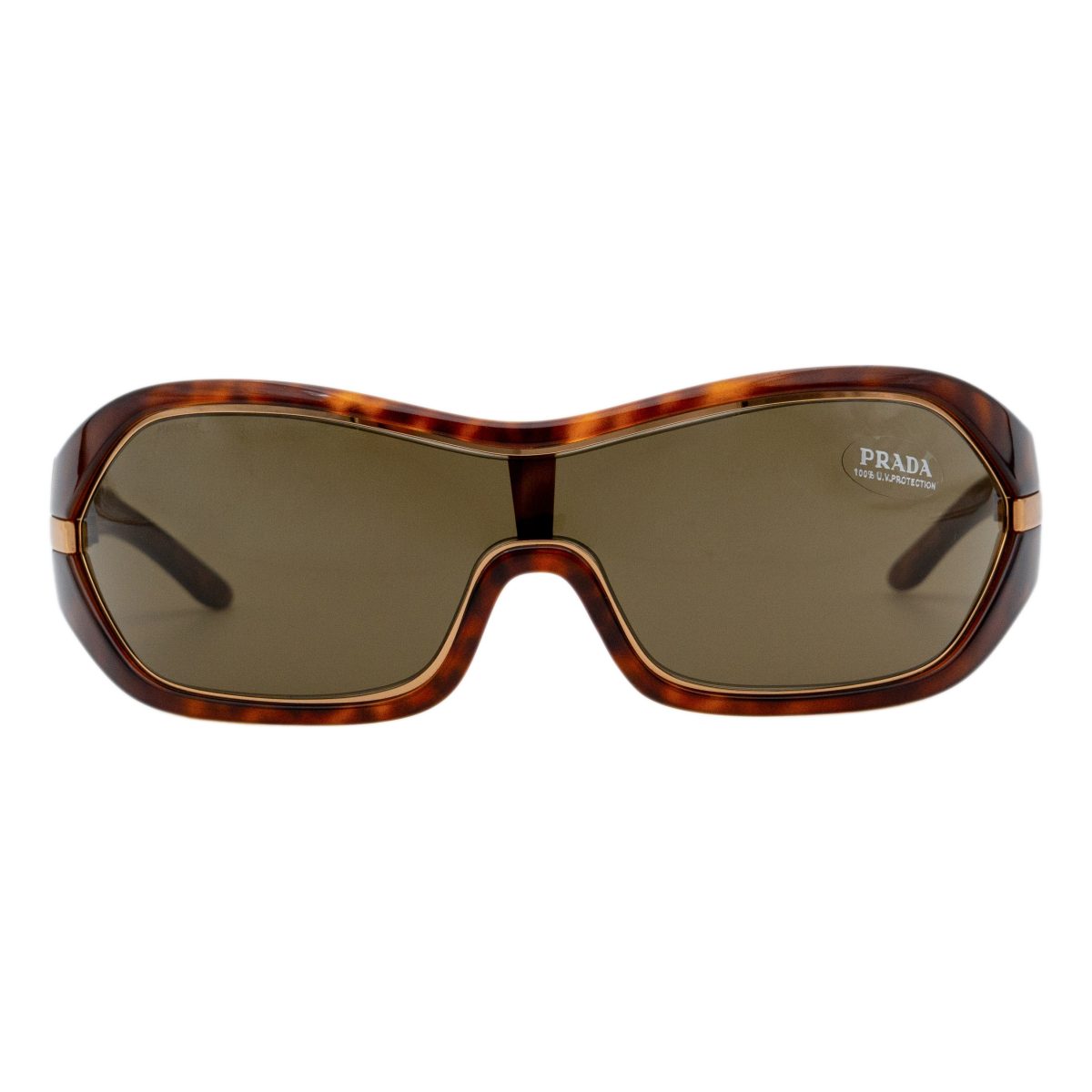 Prada SPR 09H Tortoise Brown Gold Shield Logo Y2K Sunglasses — photo 2