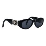 Vintage Gianni Versace MOD 424 Black Medusa Logo Sunglasses