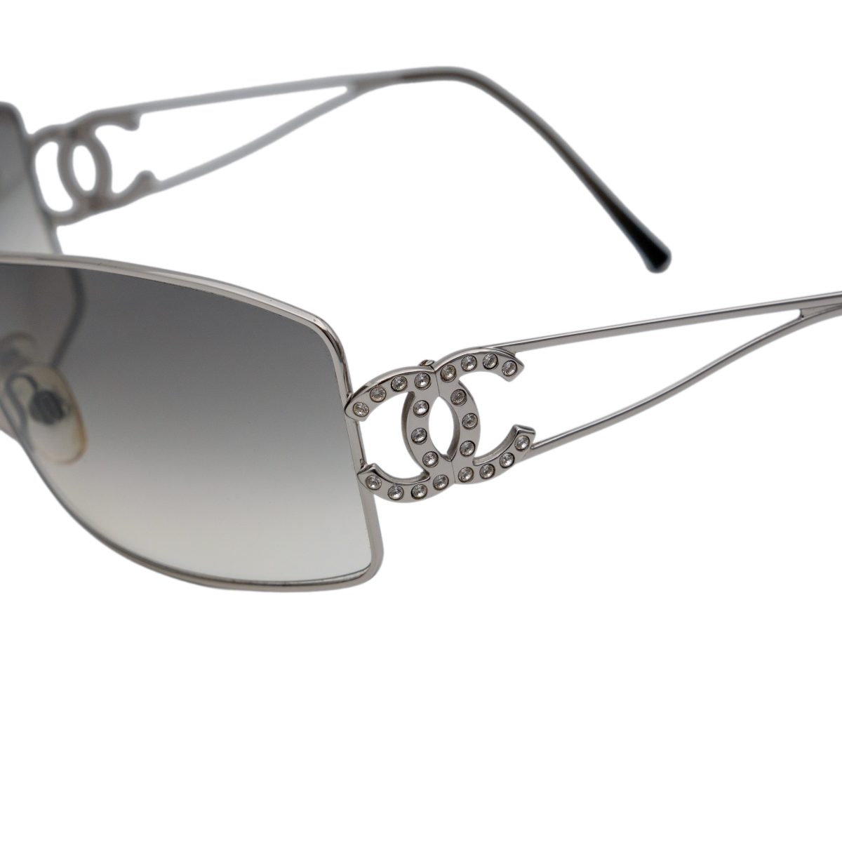 Chanel 4072 Silver Gradient Shield Crystal Logo Sunglasses — photo 4
