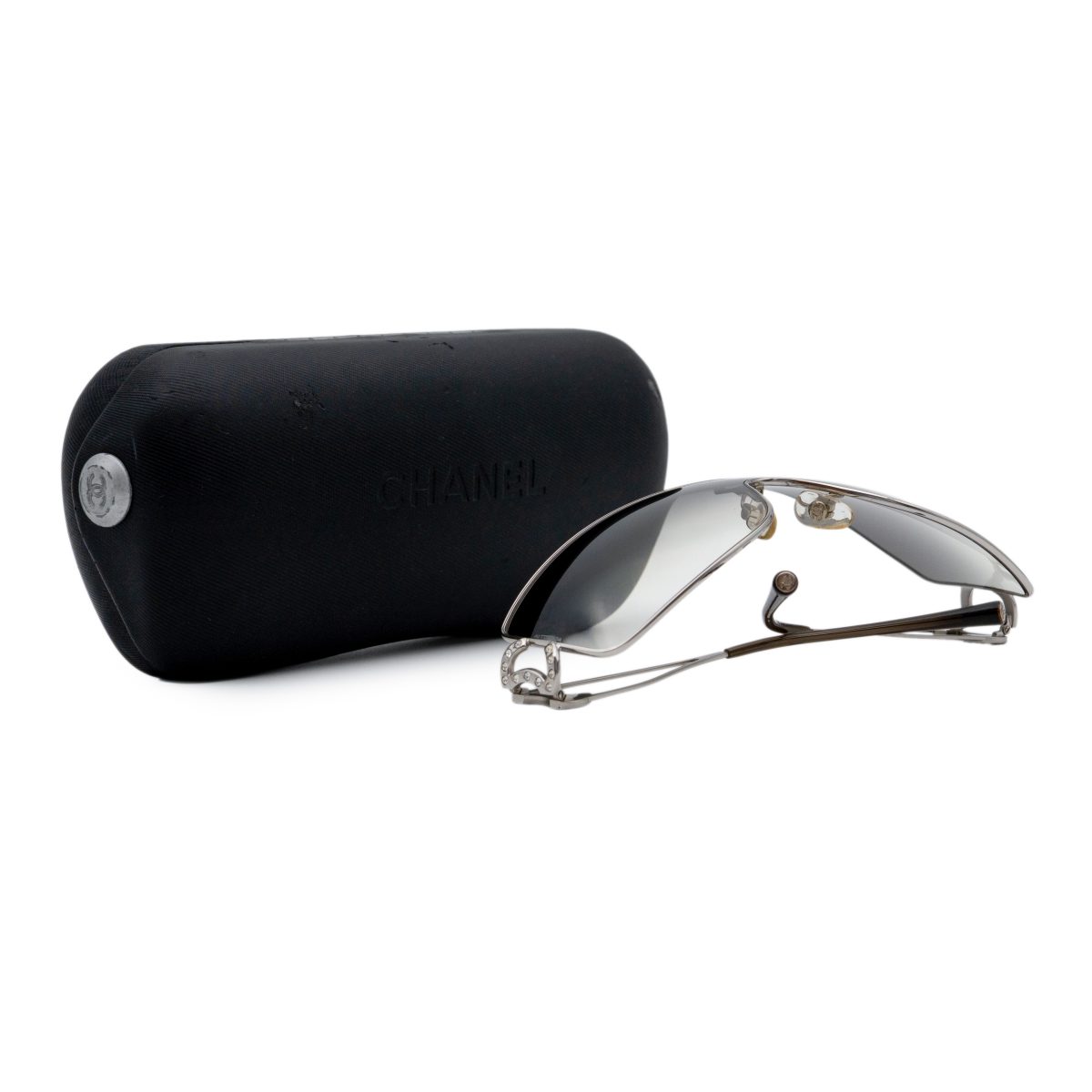 Chanel 4072 Silver Gradient Shield Crystal Logo Sunglasses — photo 9