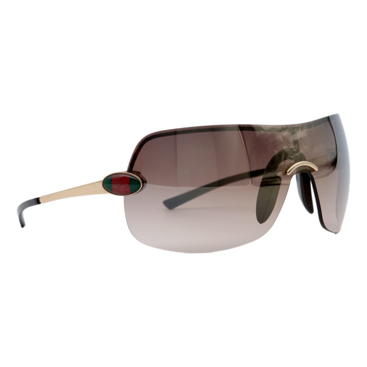 Vintage Gucci GG 1854 Gold Rimless Shield Logo Sunglasses