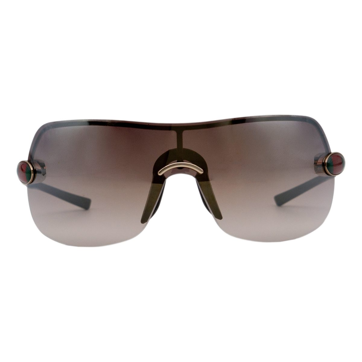 Vintage Gucci GG 1854 Gold Rimless Shield Logo Sunglasses — photo 2