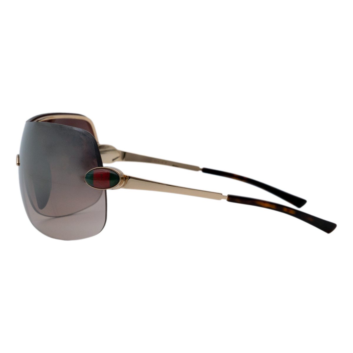 Vintage Gucci GG 1854 Gold Rimless Shield Logo Sunglasses — photo 3