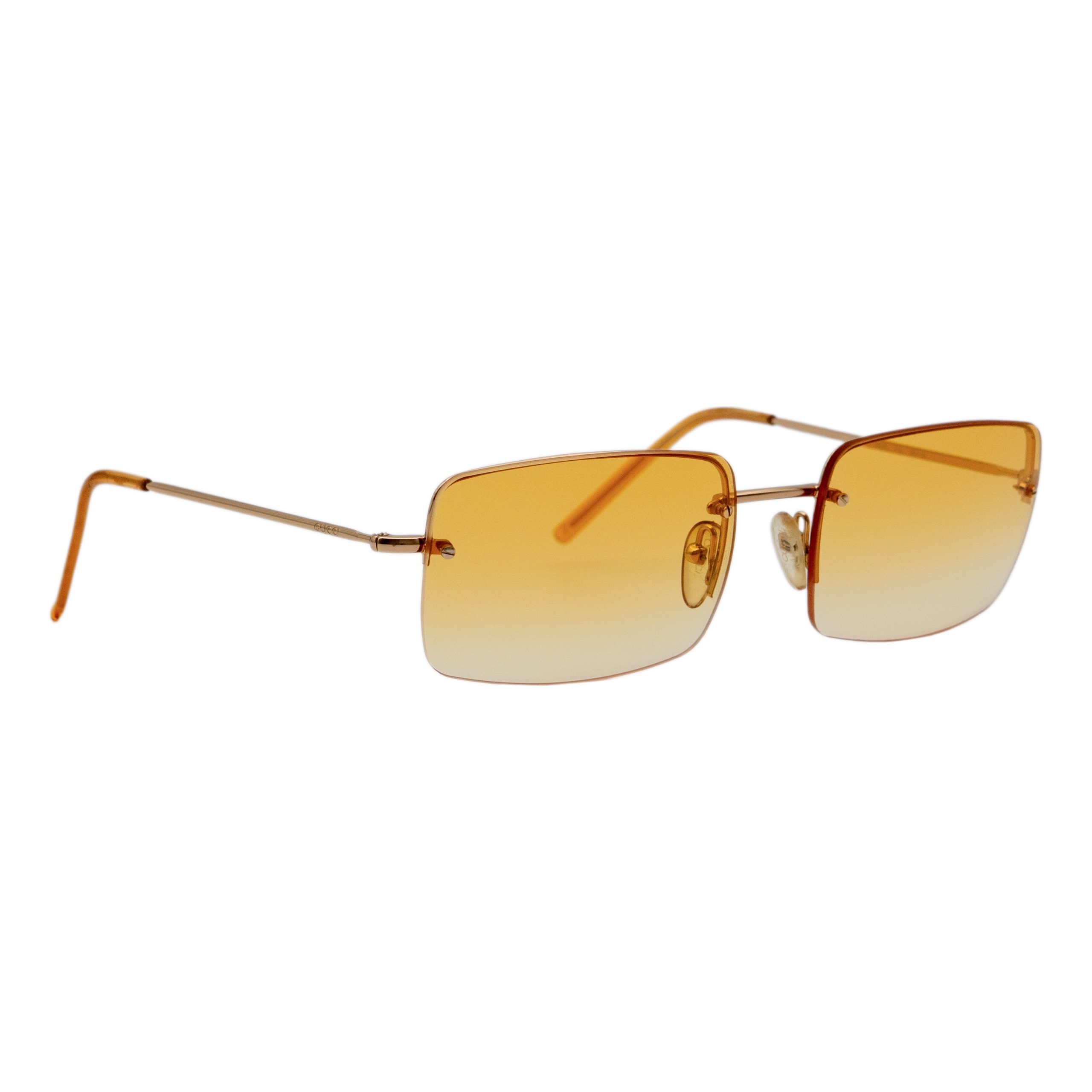 Gucci GG 1653 Gold Gradient Half Rimless Logo Sunglasses