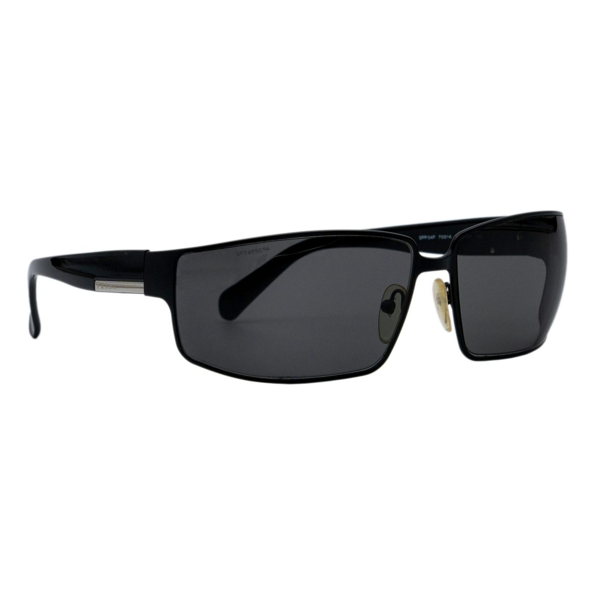 Vintage Prada SPR 54F Black Shield Metal Logo Sunglasses