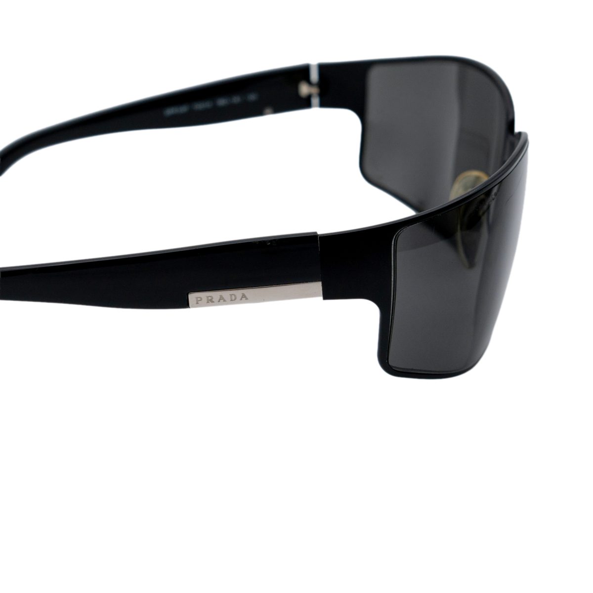 Vintage Prada SPR 54F Black Shield Metal Logo Sunglasses — photo 5