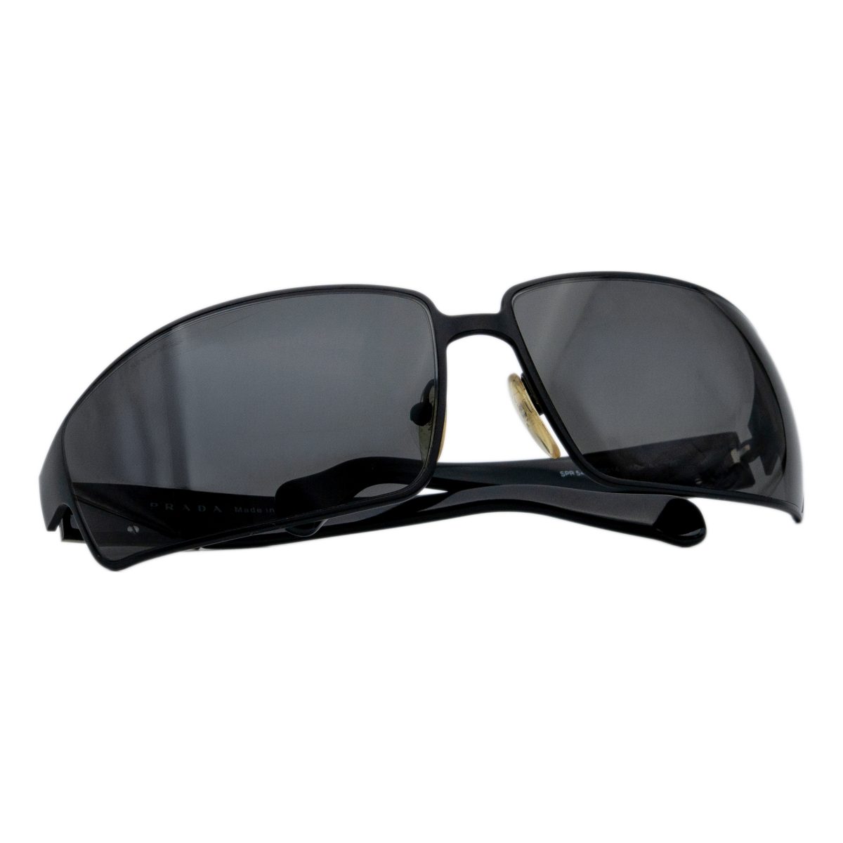 Vintage Prada SPR 54F Black Shield Metal Logo Sunglasses — photo 9
