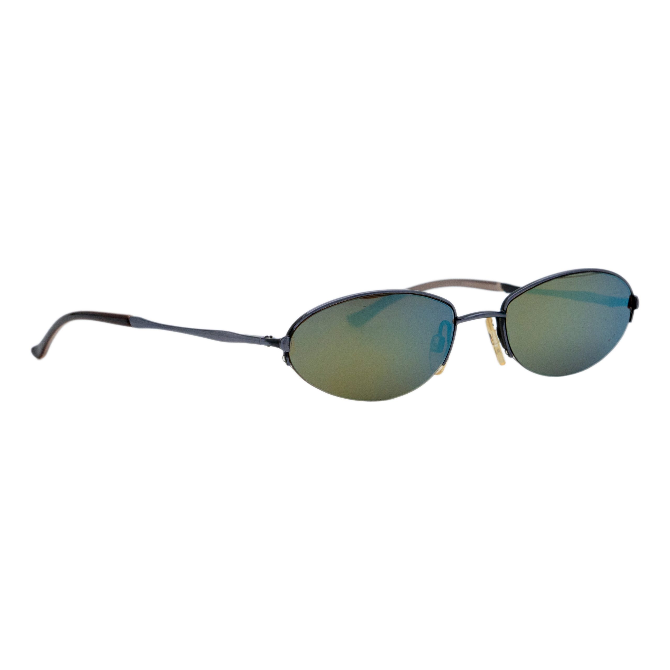 Vintage Chloe A83 Half Rimless Oval Metal Logo Sunglasses