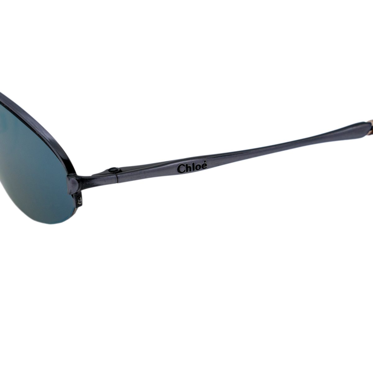 Vintage Chloe A83 Half Rimless Oval Green Mirror Sunglasses — photo 4