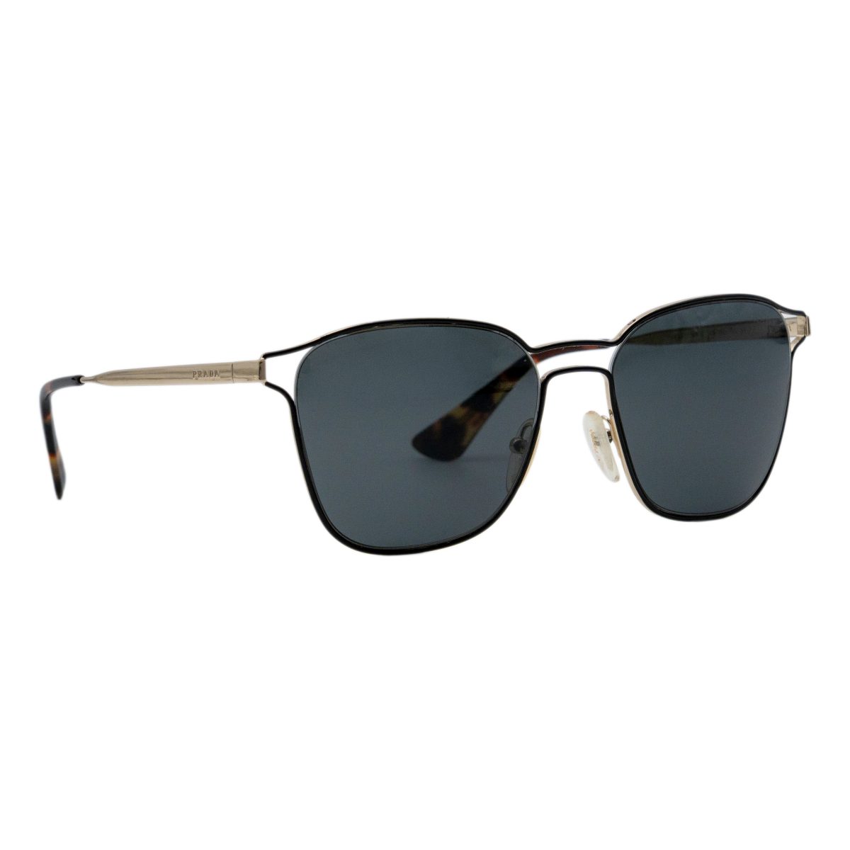 Prada SPR 54T Gold Metal Square Tinted Lens Logo Sunglasses