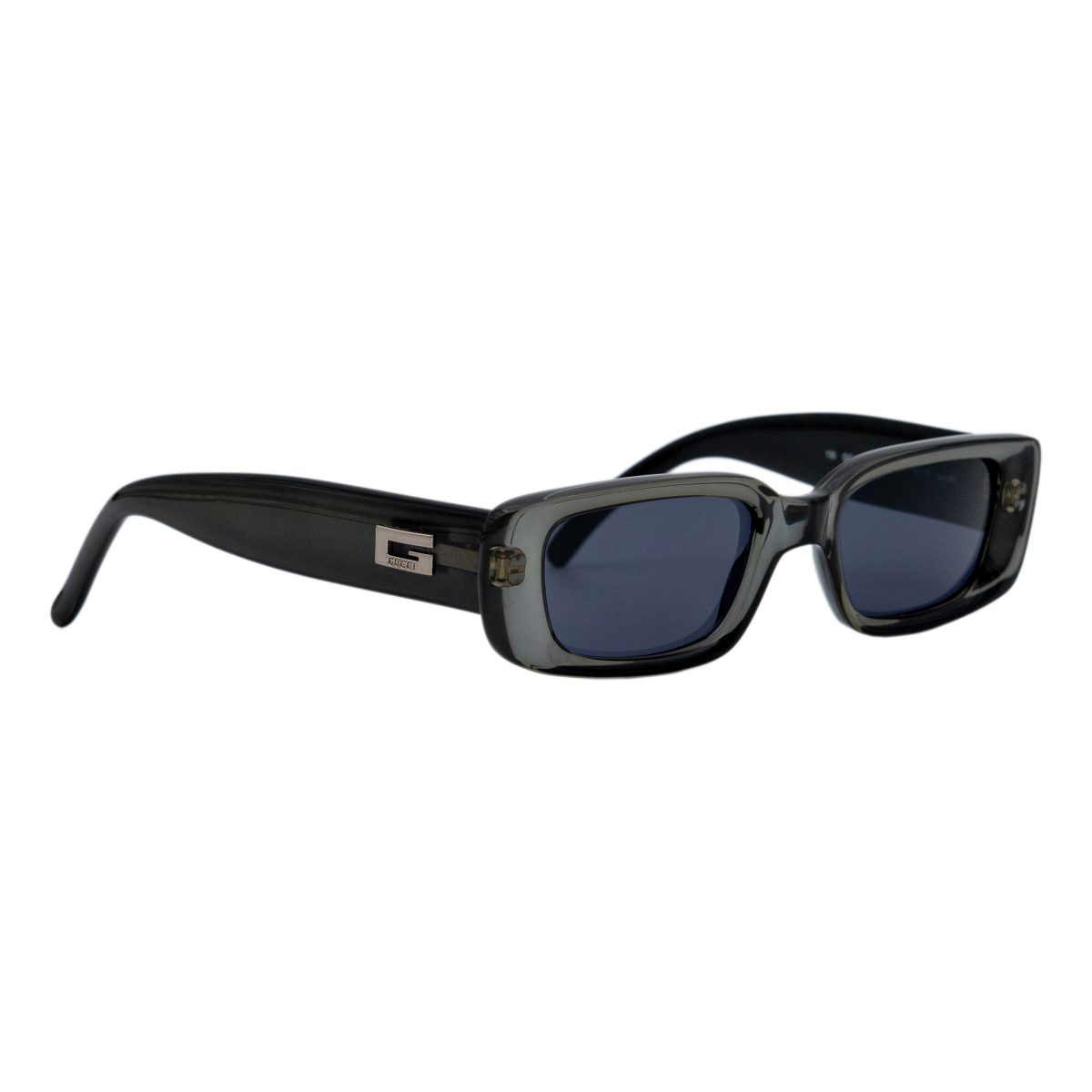 Vintage Gucci 2409 Gray Black Rectangular Logo Sunglasses